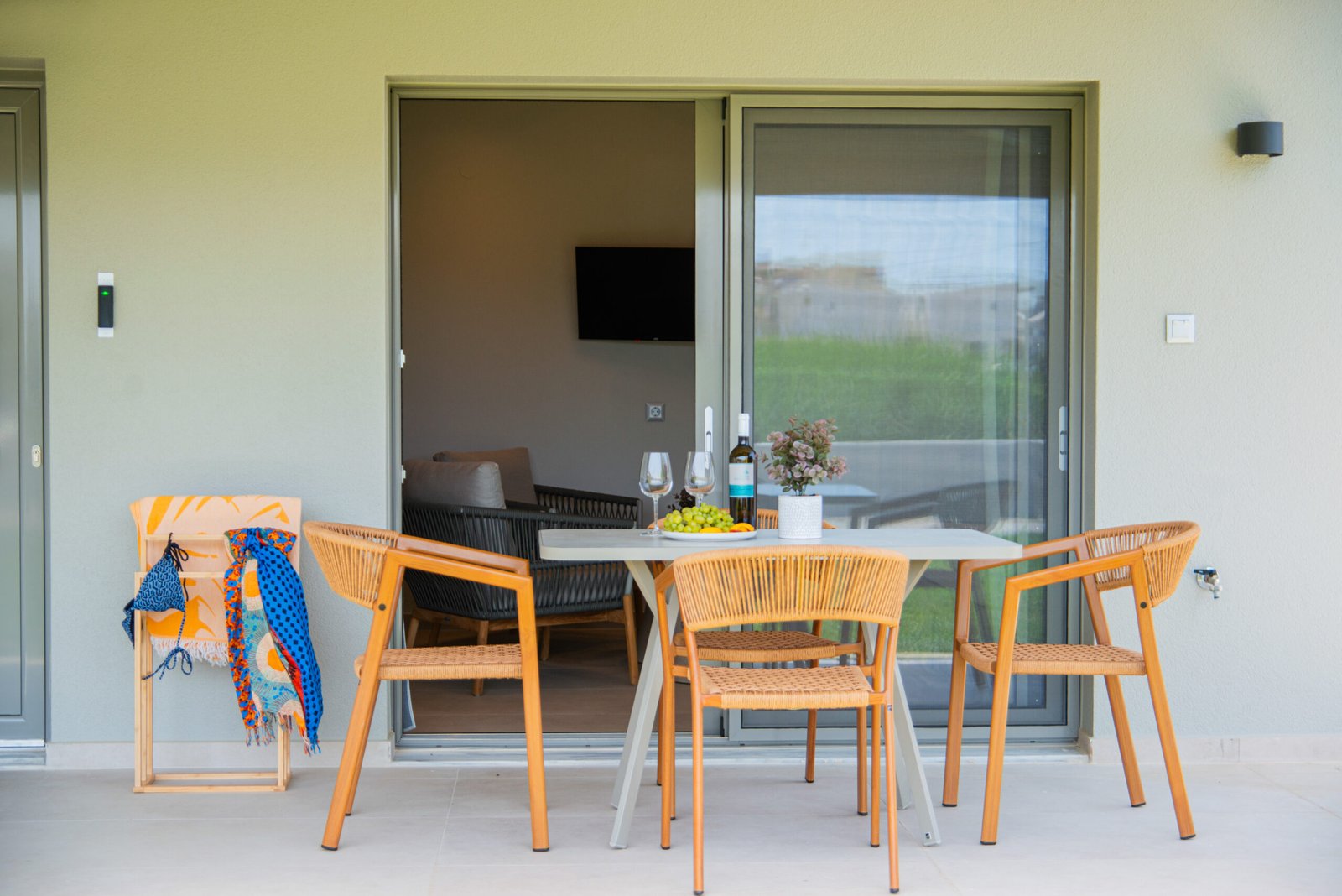 Modern terrace interior of Suite at NADÚ Flogita